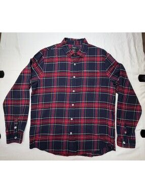 Forever 21 Men's Flannel Shirt Plaid Long Sleeve Button Down Size Large Blue/Red